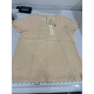 Roolee Womens Peach Textured Cotton Short Sleeve Lined Blouse RO-SF-1901614 S